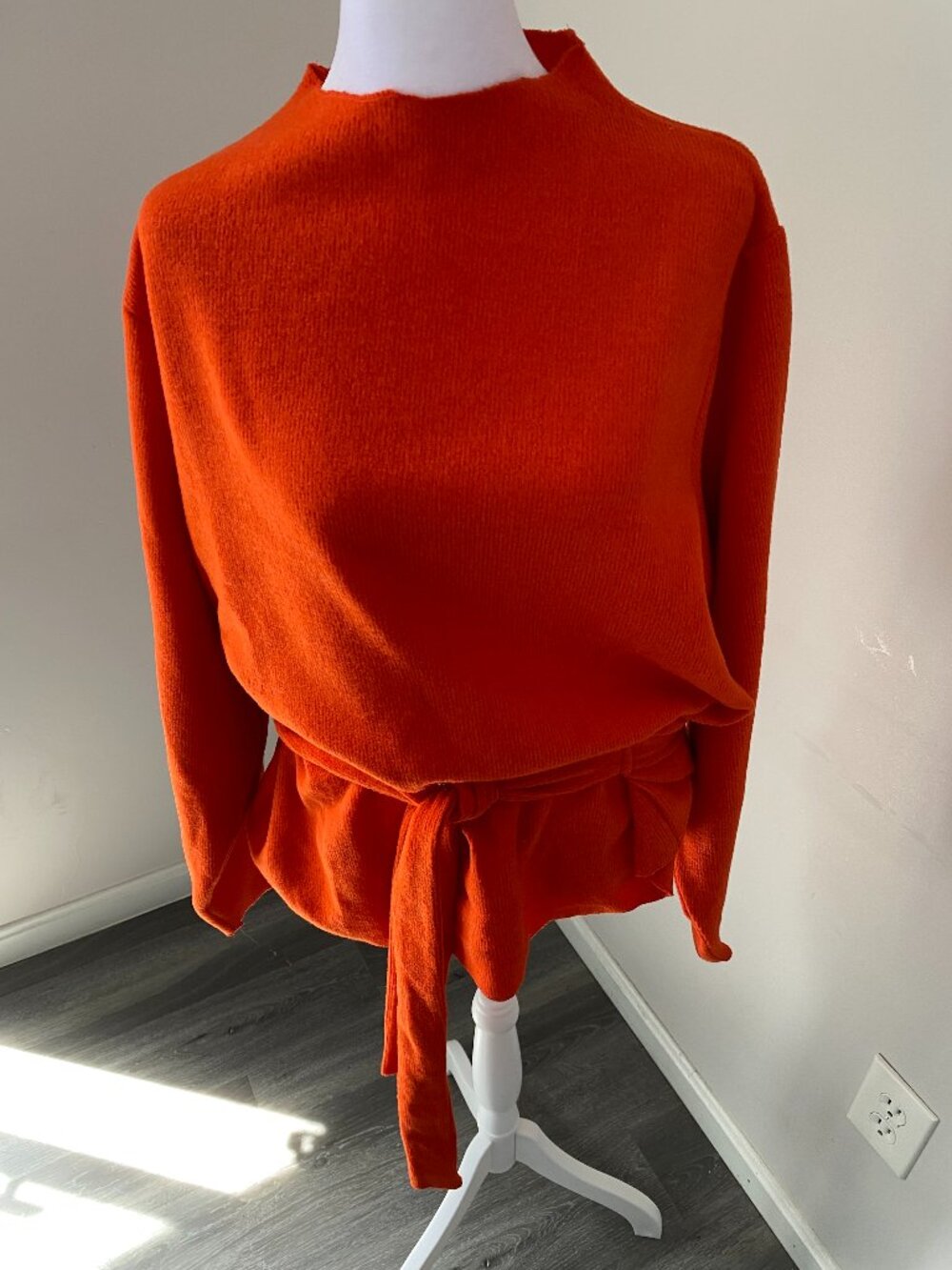 Zara Mock Neck Tie Waist Sweater